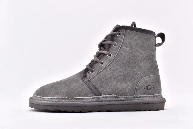 UGG Harkley ग्रे सूड लेस-अप एंकरल बूट्स 8