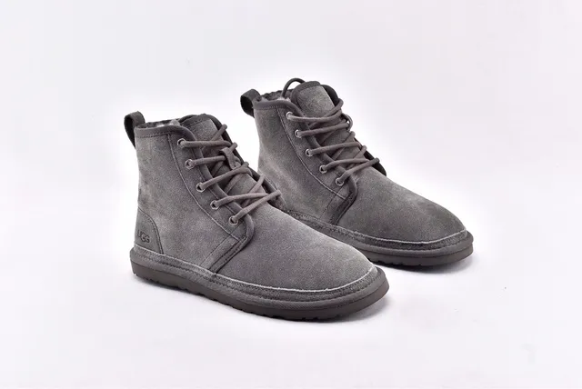UGG Harkley ग्रे सूड लेस-अप एंकरल बूट्स 9