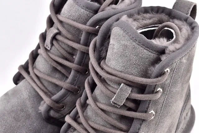 UGG Harkley ग्रे सूड लेस-अप एंकरल बूट्स 11