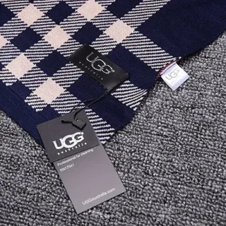 UGG Navy Beige Plaid Pattern Knitted Scarve