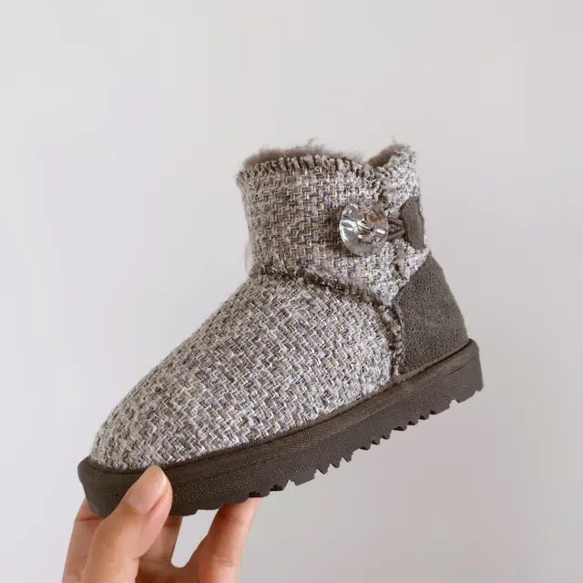 UGG Pink Beige Tweed Upper Shearling Lining Snow Boots 8