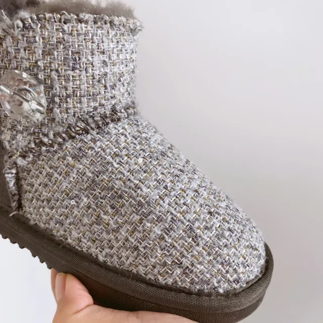 UGG Pink Beige Tweed Upper Shearling Lining Snow Boots 11