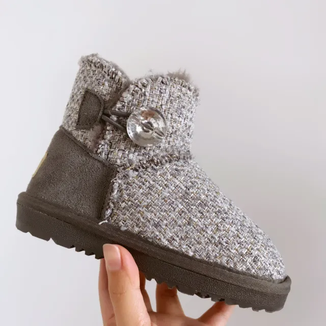 UGG Pink Beige Tweed Upper Shearling Lining Snow Boots 12
