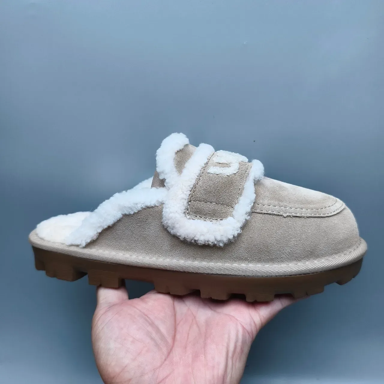UGG Tasman Beige Suede Shearling-Lined Slipper 2
