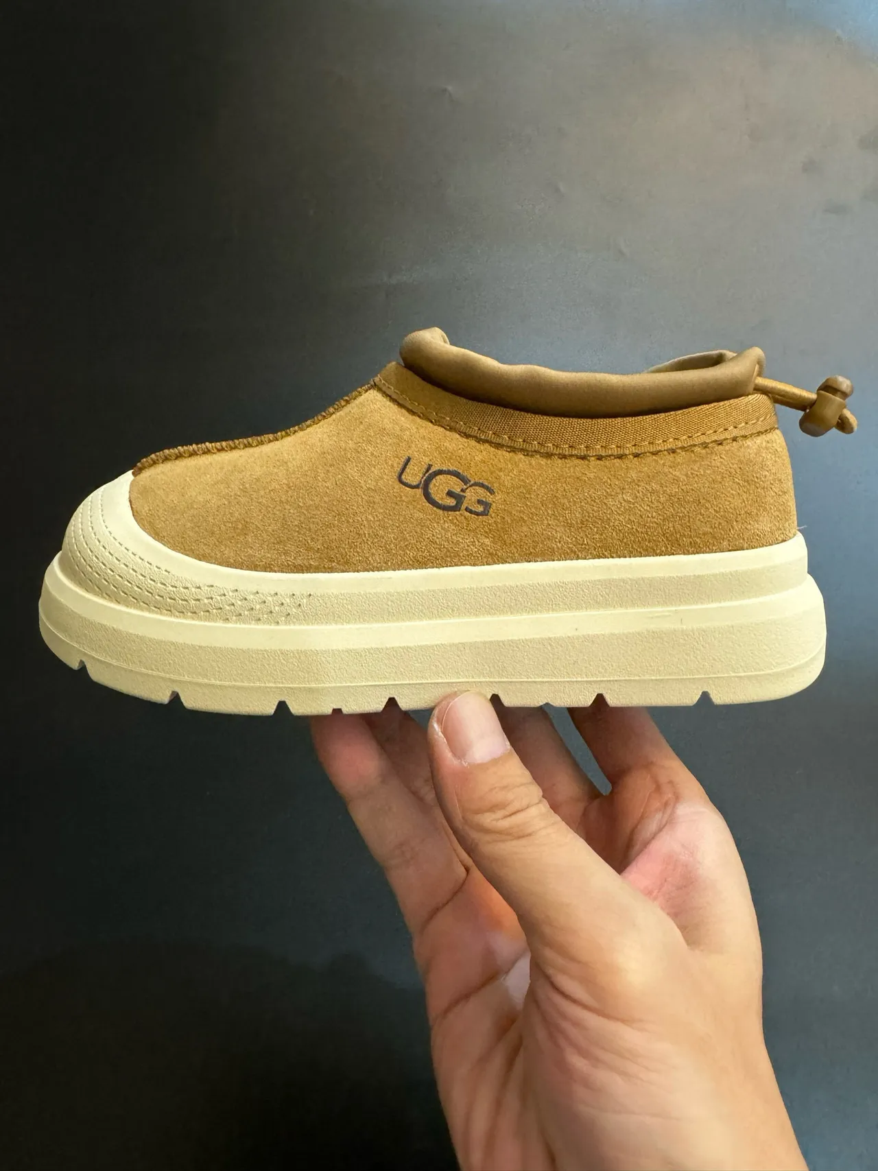 UGG Tasman Beige White Slip-On Platform Sole Casual Shoes 8