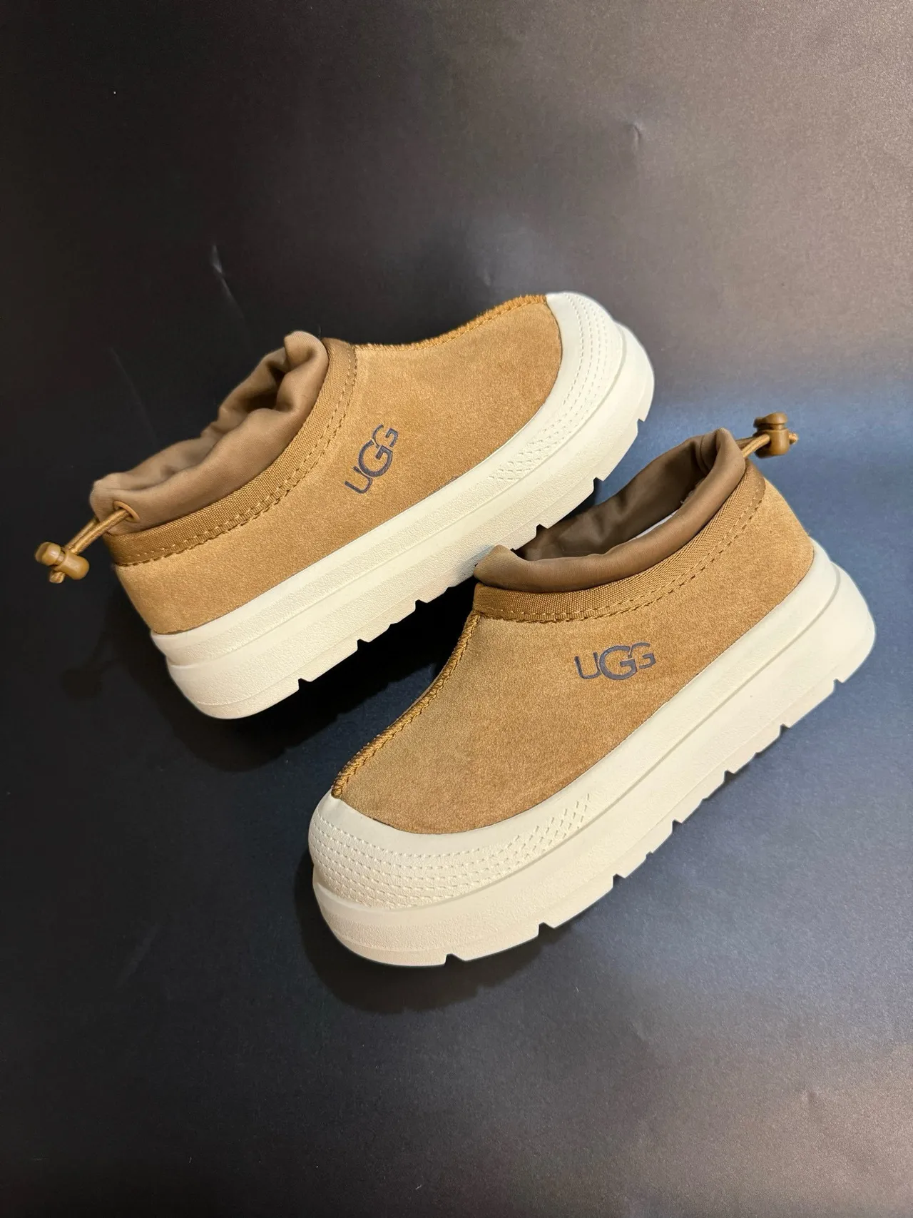 UGG Tasman Beige White Slip-On Platform Sole Casual Shoes 12