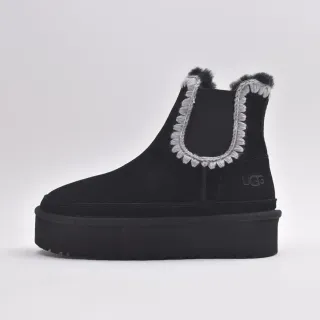UGG Tasman Black Gray Suede Upper Braided Trim Chelsea Boots