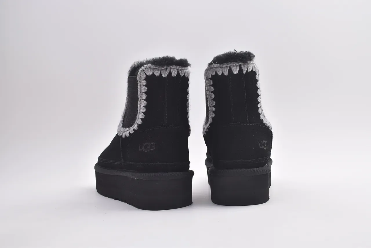 UGG Tasman Black Gray Suede Upper Braided Trim Chelsea Boots 3