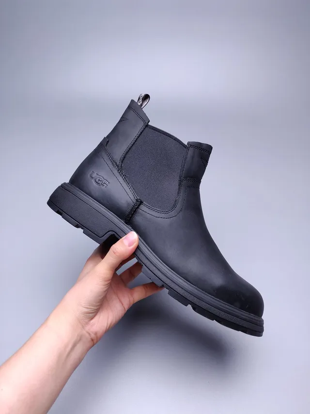 UGG Tasman কালো চামড়ার চেলসি বুটস 7