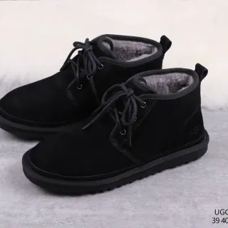 UGG टासमैन काला सूड लेस-अप एंगल बूट्स
