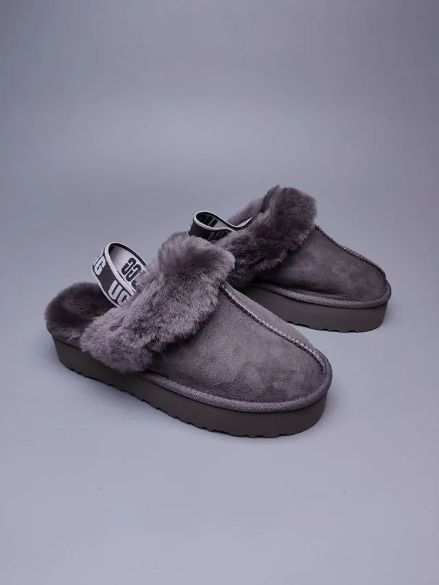 UGG Tasman 灰色麂皮平台拖鞋 5