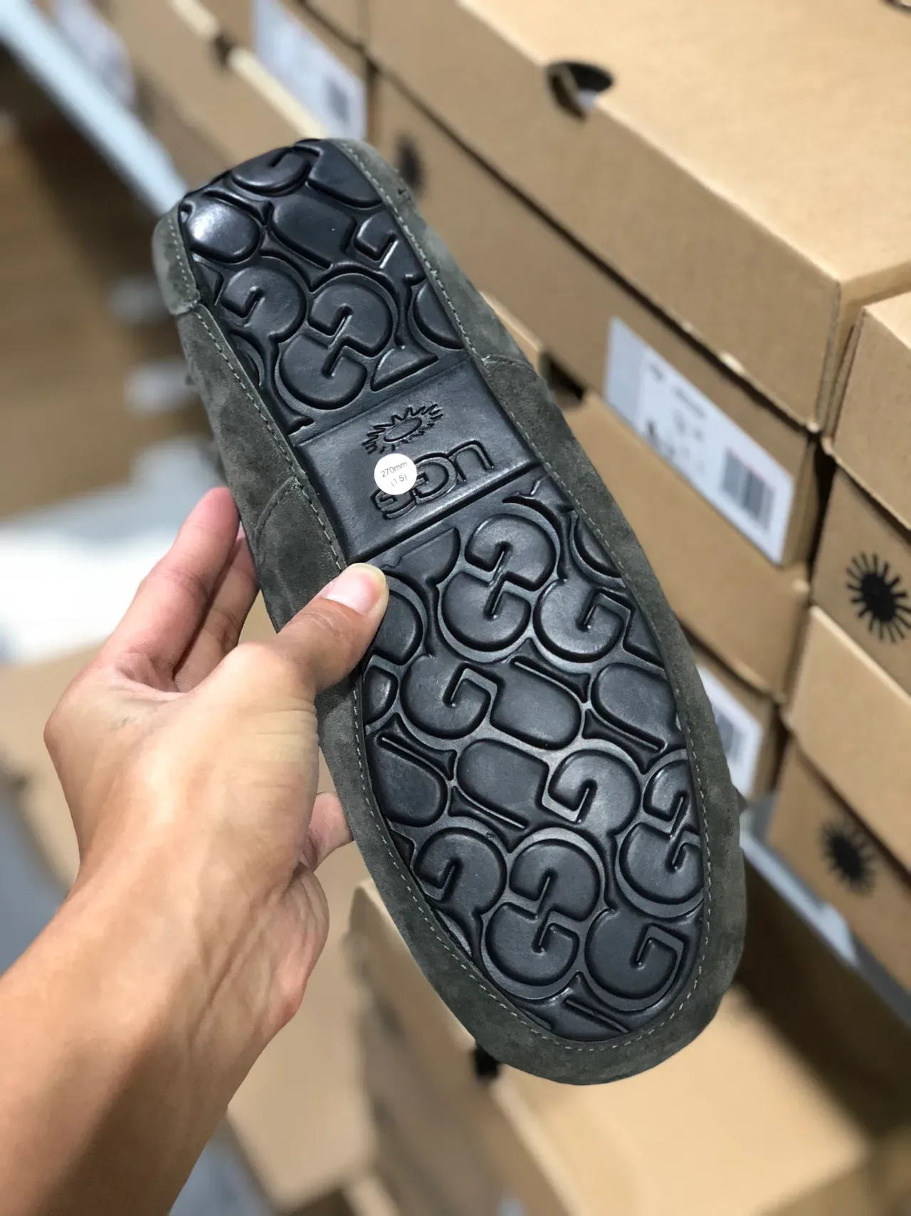 UGG Tasman 灰色麂皮羊毛内里一脚蹬乐福鞋 2