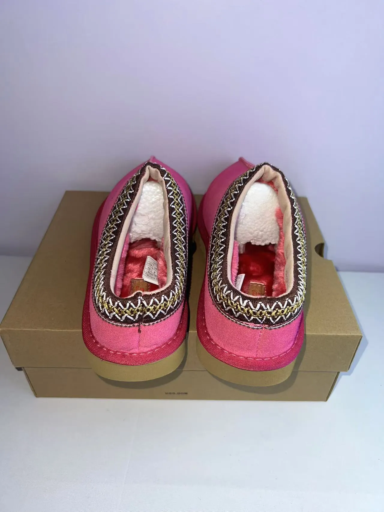 UGG Tasman Pink Embroidered Trim Slipper 5