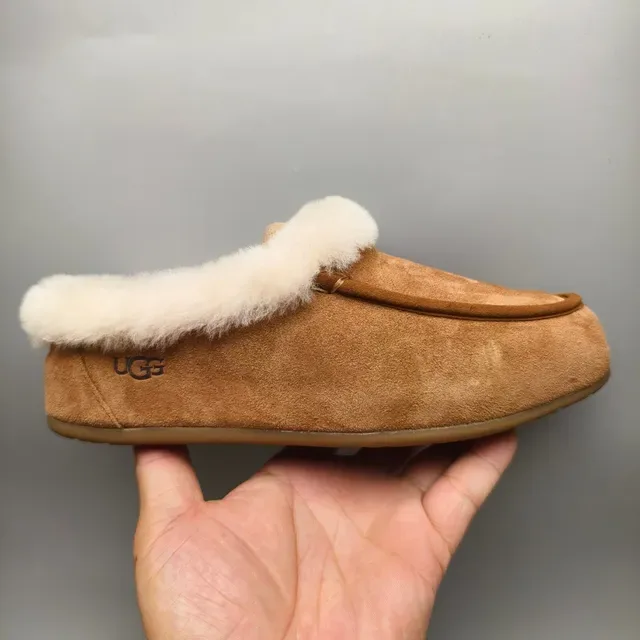 UGG Tasman Tan Suede Shearling-Lined Slip-On Loafers 2