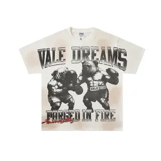 Vale Forever Beige Black Oversized Fit Screen-Printed Graphic T-Shirt