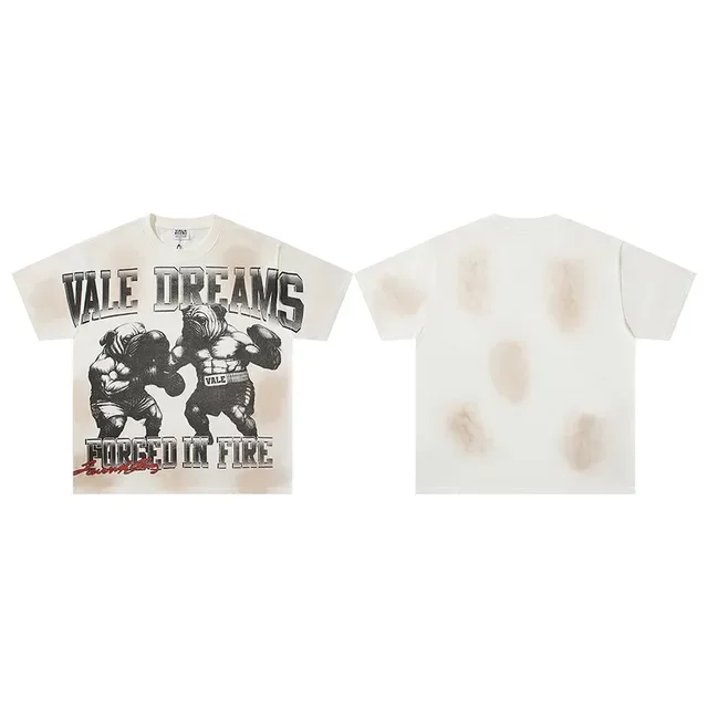 Vale Forever Beige Black Oversized Fit Screen-Printed Graphic T-Shirt 2