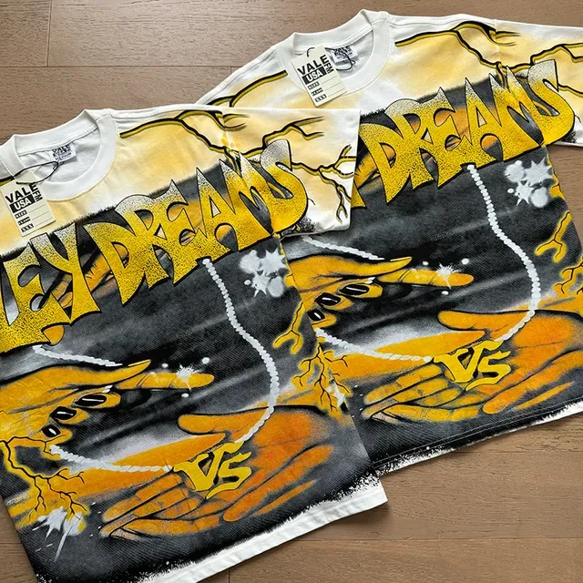 Vale Forever Graphic Print Spray-Paint Style T-Shirt 9