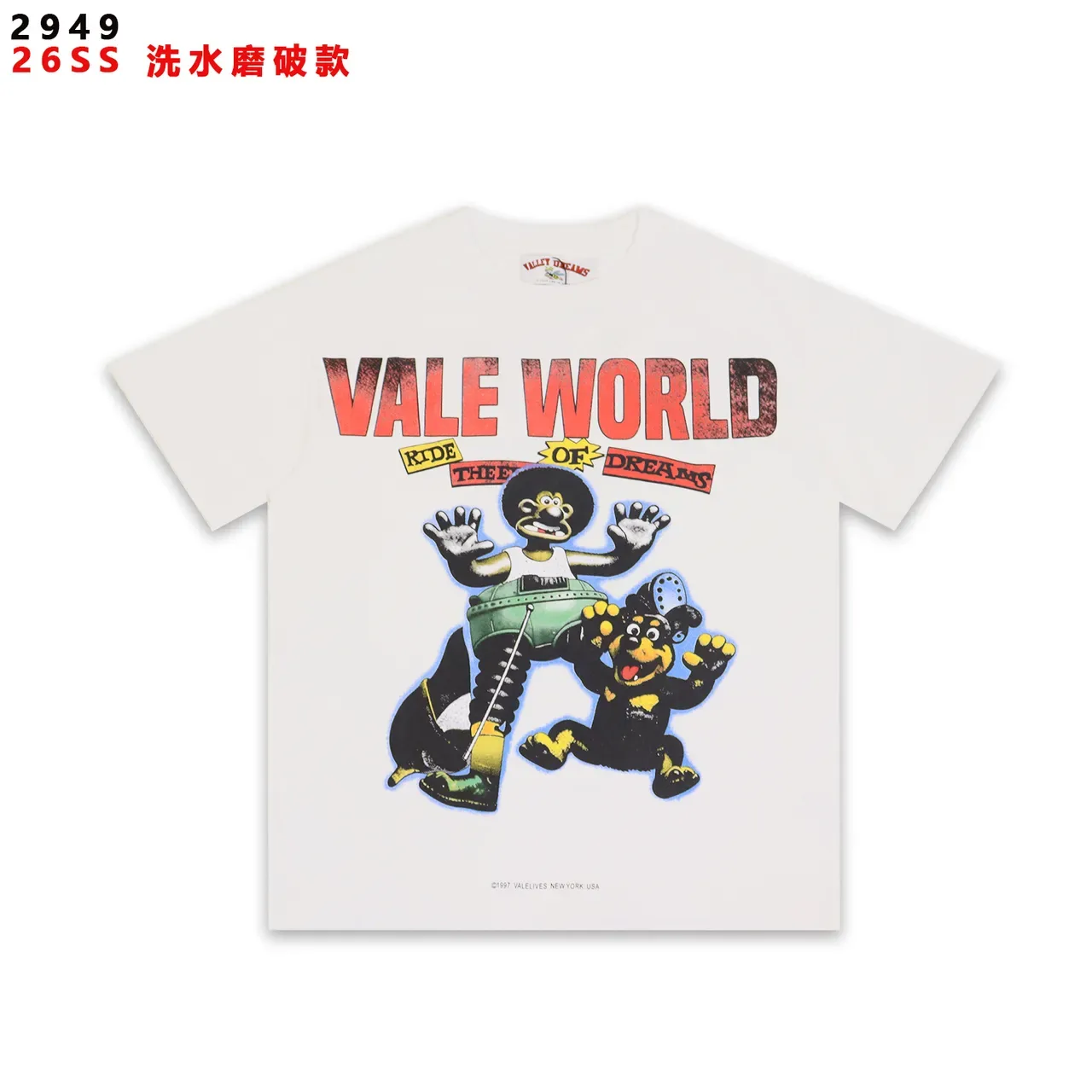 Vale Forever Vale World Distressed Graphic T-Shirt 3