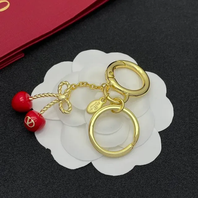 Valentino 樱桃蝴蝶结 金 红色金属 扭曲绳 手链 4