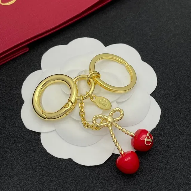 Valentino 樱桃蝴蝶结 金 红色金属 扭曲绳 手链 5