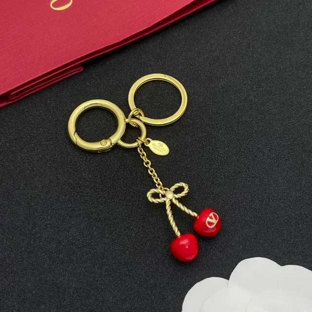 Valentino 樱桃蝴蝶结 金 红色金属 扭曲绳 手链 8