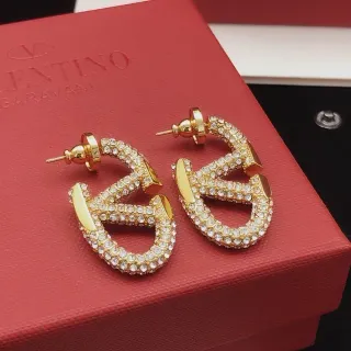 Valentino গোল্ড ট্রান্সপারেন্ট ক্রিস্টাল-प্যাভে ইয়াররিংস