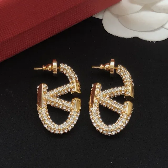 Valentino Gold Transparent Crystal-Pavé Earrings 2