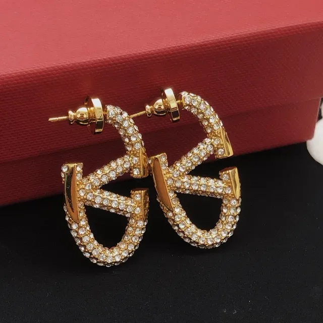 Valentino Gold Transparent Crystal-Pavé Earrings 3