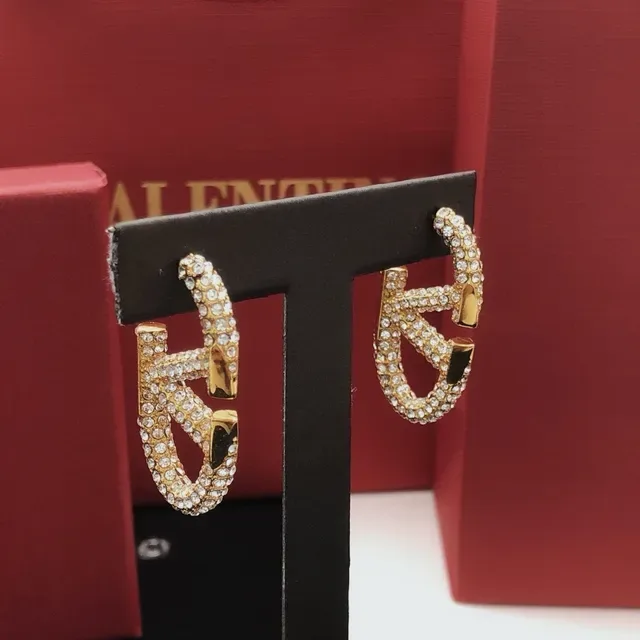 Valentino Gold Transparent Crystal-Pavé Earrings 4