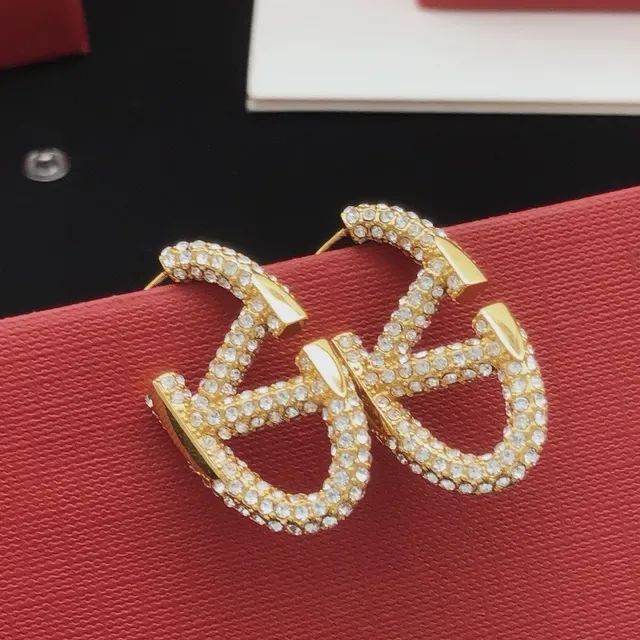Valentino Gold Transparent Crystal-Pavé Earrings 6