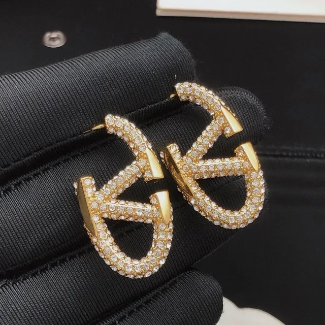 Valentino Gold Transparent Crystal-Pavé Earrings 8
