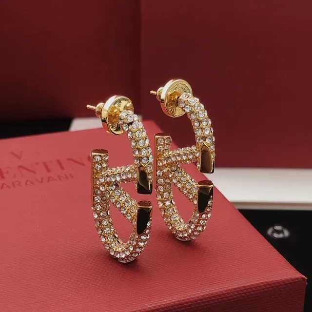 Valentino Gold Transparent Crystal-Pavé Earrings 9