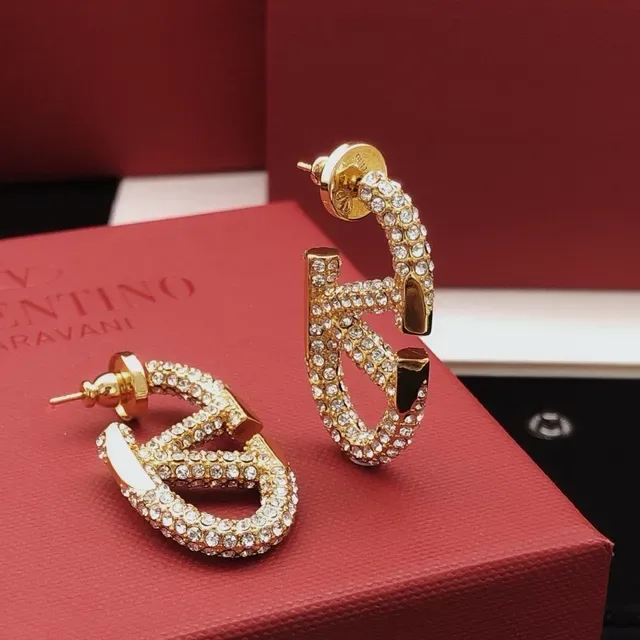 Valentino Gold Transparent Crystal-Pavé Earrings 10