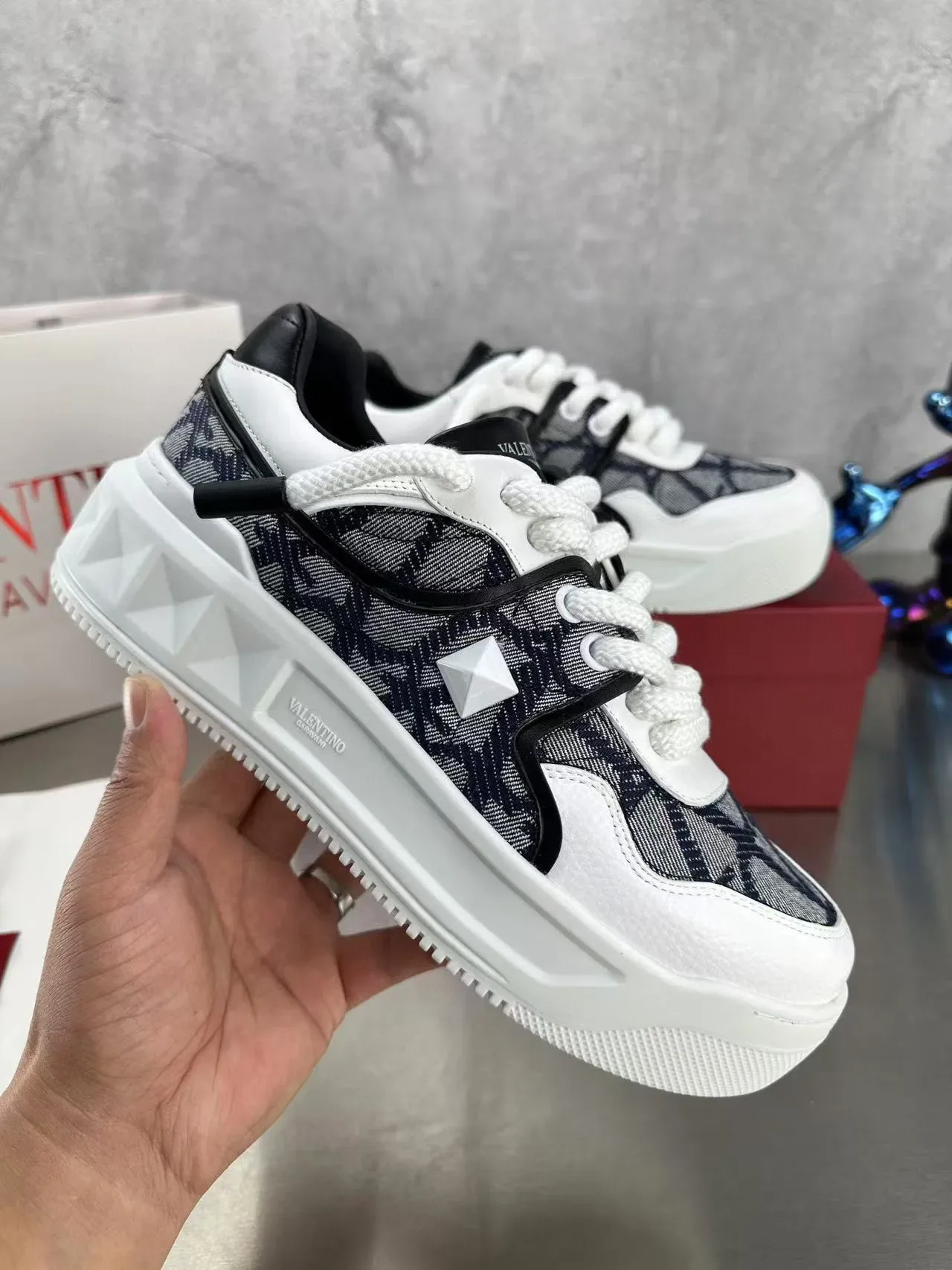 Valentino Monogrammed Textile Chunky Platform Lifestyle Sneakers 2