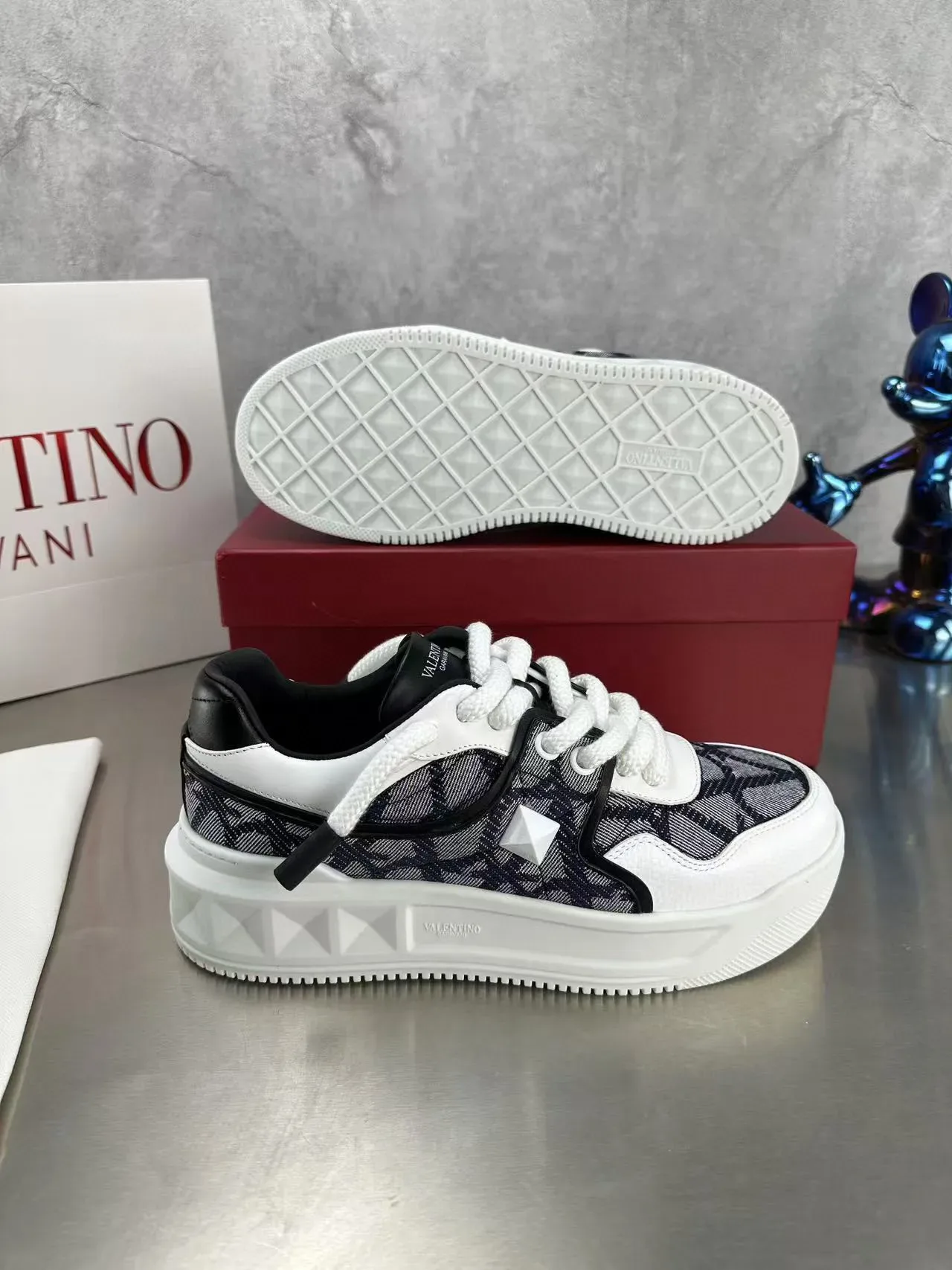 Valentino Monogrammed Textile Chunky Platform Lifestyle Sneakers 6