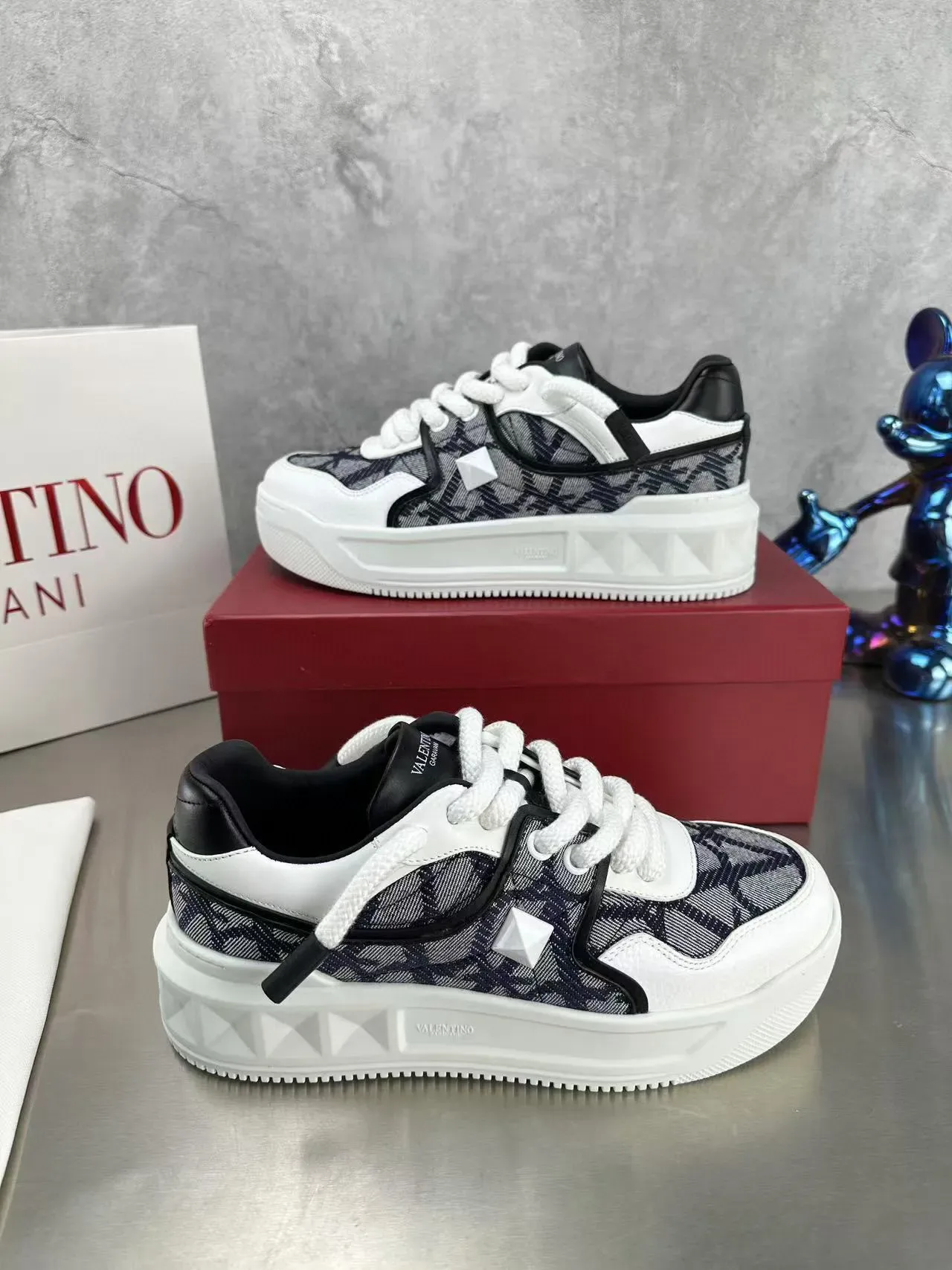 Valentino Monogrammed Textile Chunky Platform Lifestyle Sneakers 7