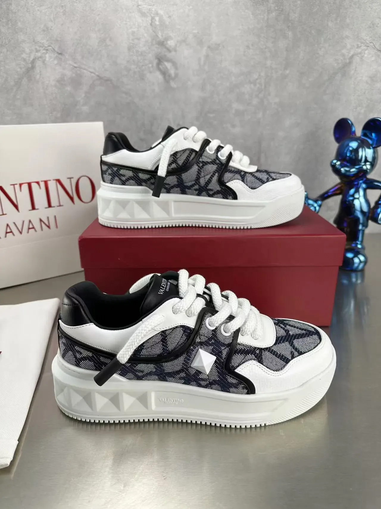 Valentino Monogrammed Textile Chunky Platform Lifestyle Sneakers 8