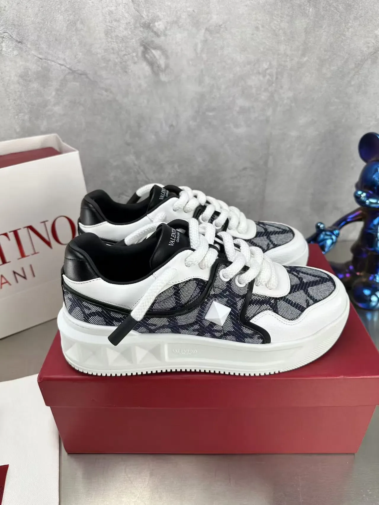 Valentino Monogrammed Textile Chunky Platform Lifestyle Sneakers 9