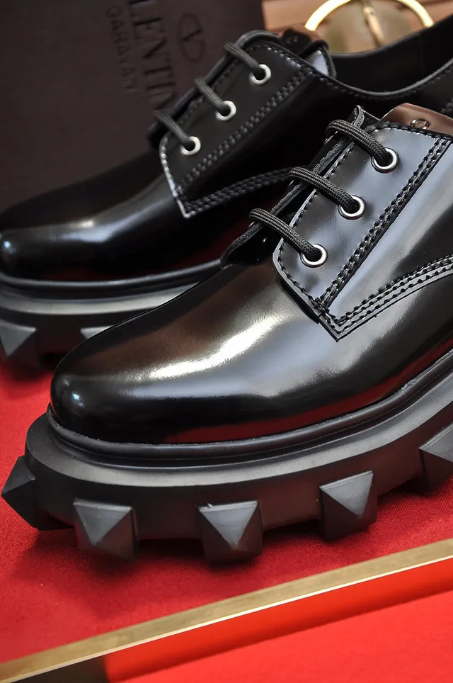 Valentino Rockstud Black Patent Leather Studded Platform Oxford Shoes 2