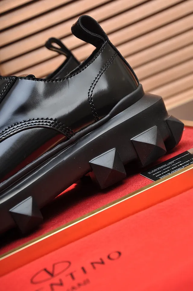 Valentino Rockstud Black Patent Leather Studded Platform Oxford Shoes 3