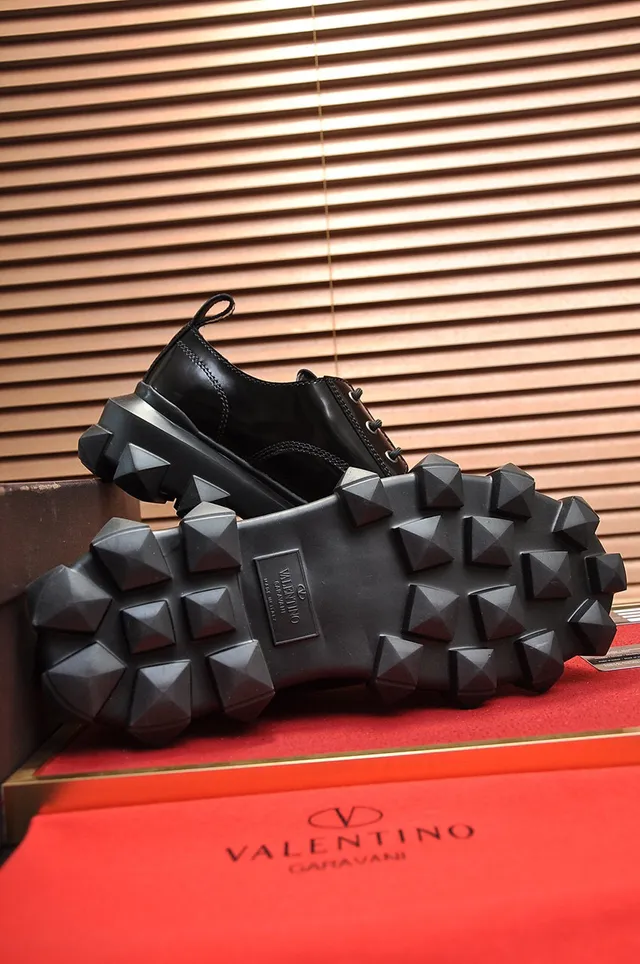 Valentino Rockstud Black Patent Leather Studded Platform Oxford Shoes 4