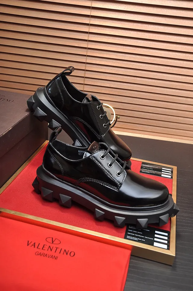 Valentino Rockstud Black Patent Leather Studded Platform Oxford Shoes 5