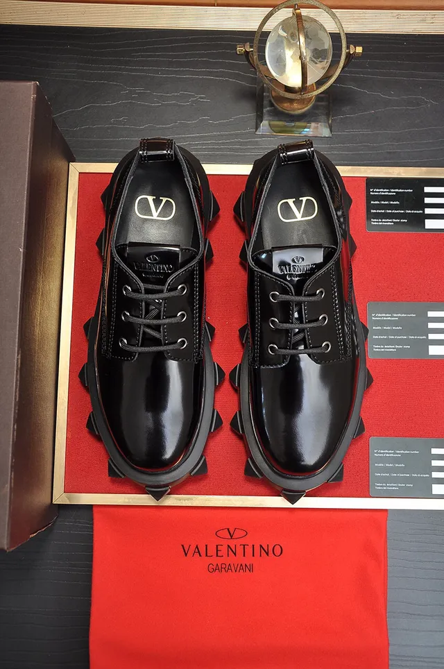 Valentino Rockstud Black Patent Leather Studded Platform Oxford Shoes 8