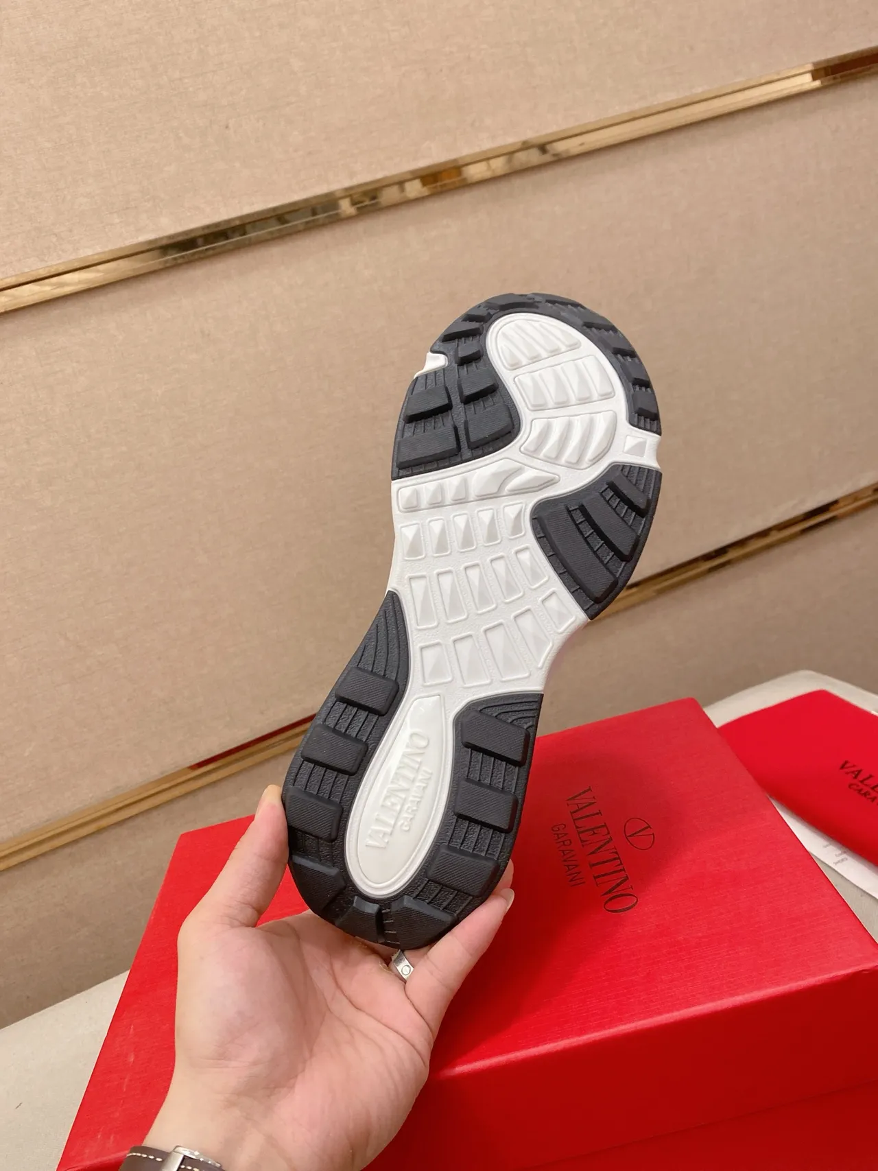 Valentino Rockstud Black White Sole Mixed-Material Upper Chunky Sneakers 3