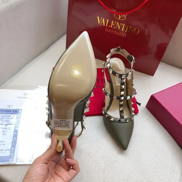Valentino Rockstud Olive Green Studded T-Strap Stilettos 8