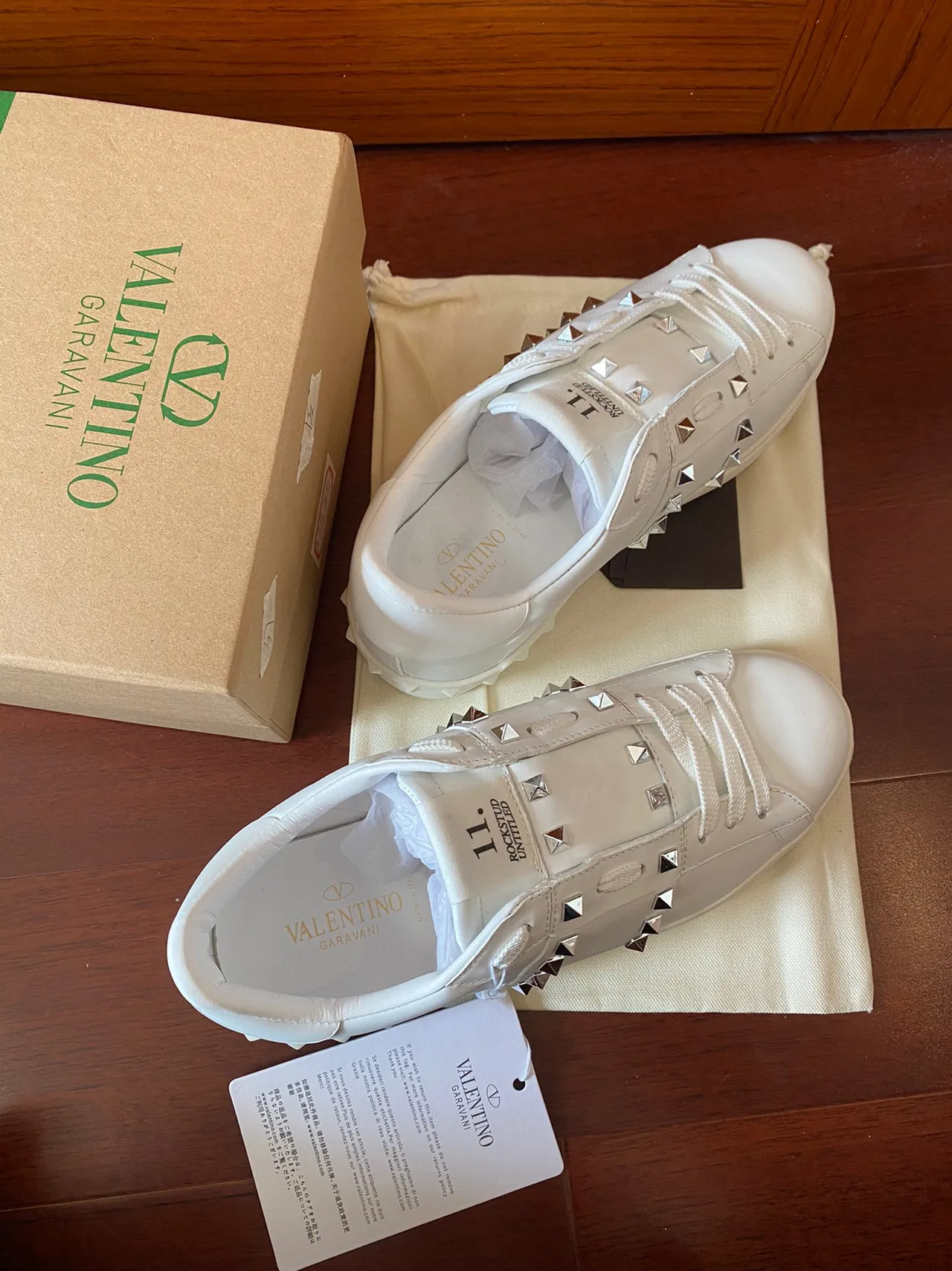 Valentino Rockstud Studded White Leather Lifestyle Sneakers 3
