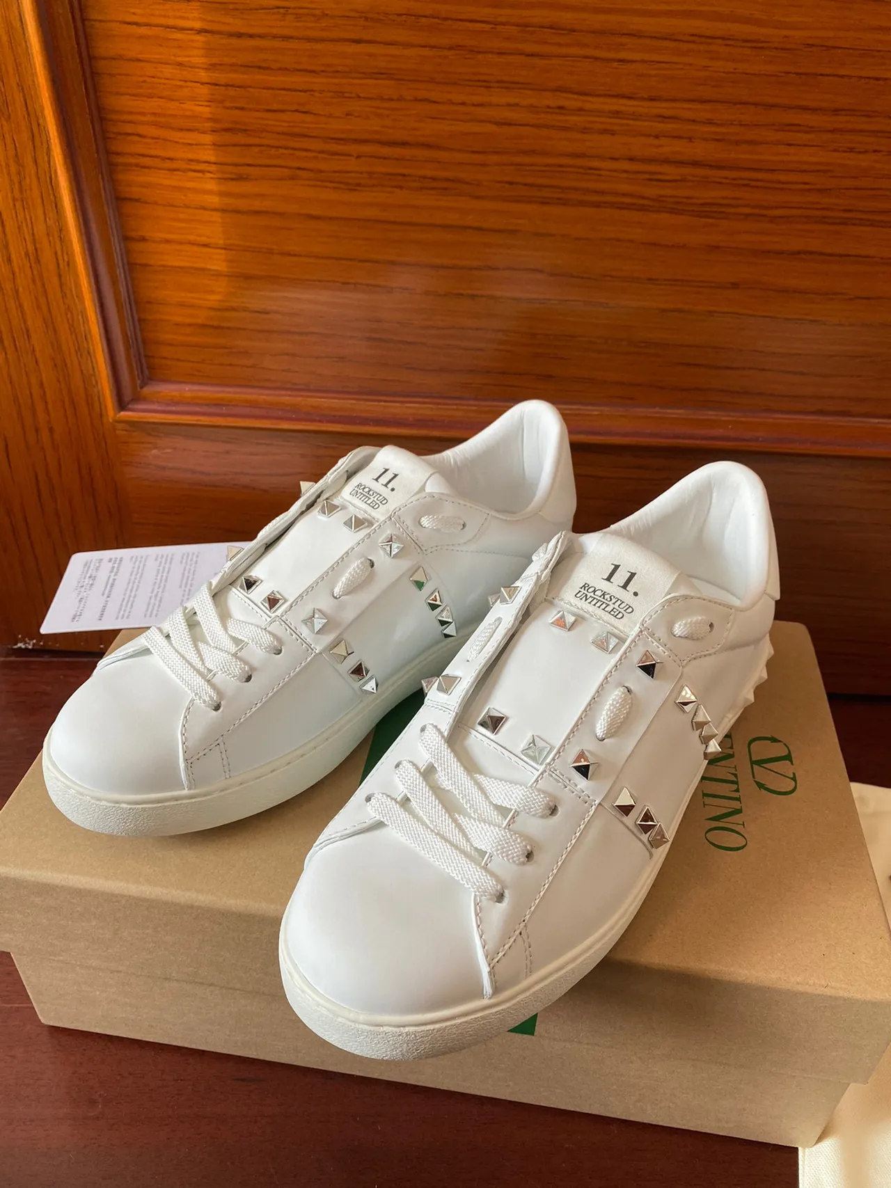 Valentino Rockstud Studded White Leather Lifestyle Sneakers 4