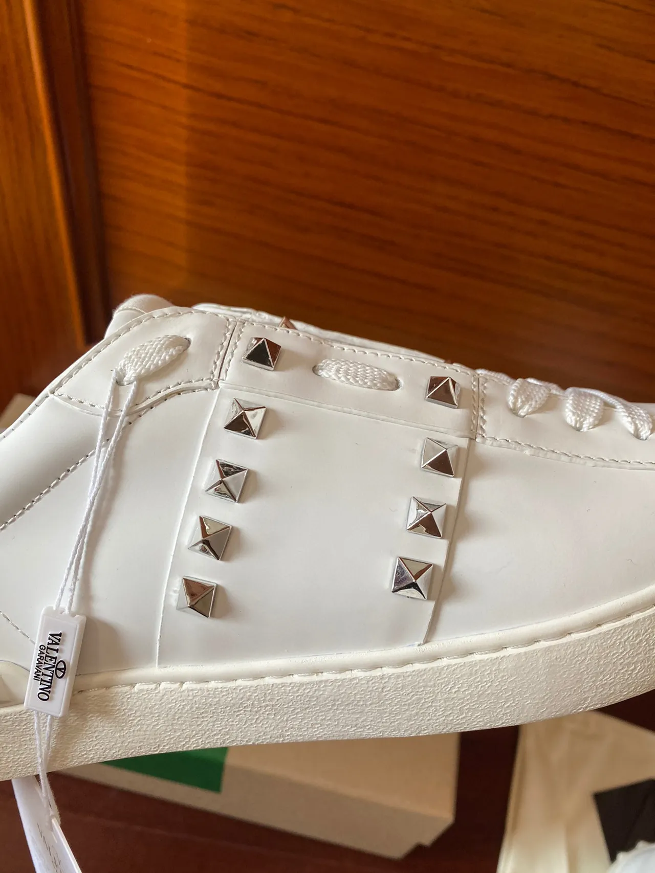 Valentino Rockstud Studded White Leather Lifestyle Sneakers 6