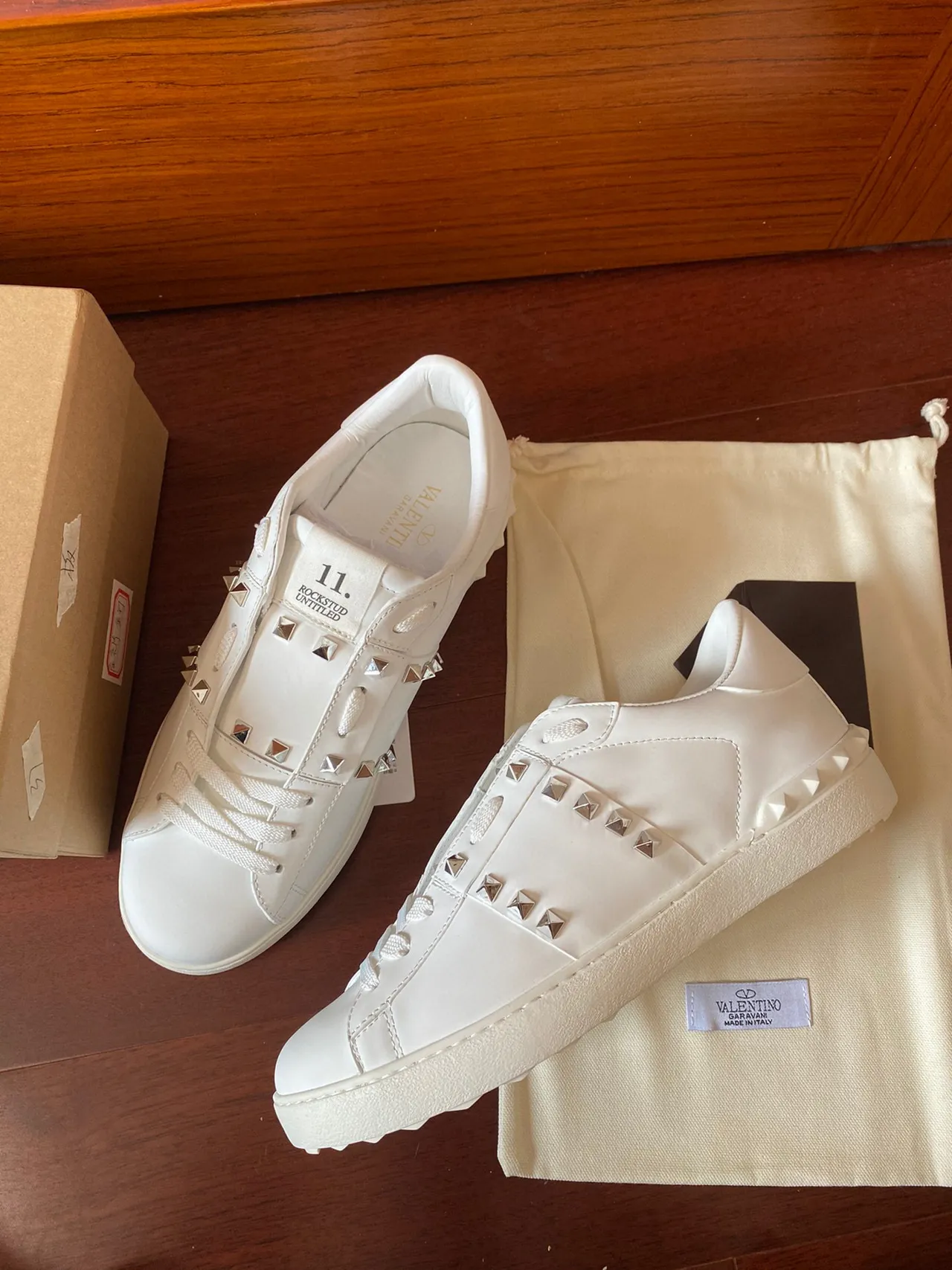 Valentino Rockstud Studded White Leather Lifestyle Sneakers 8