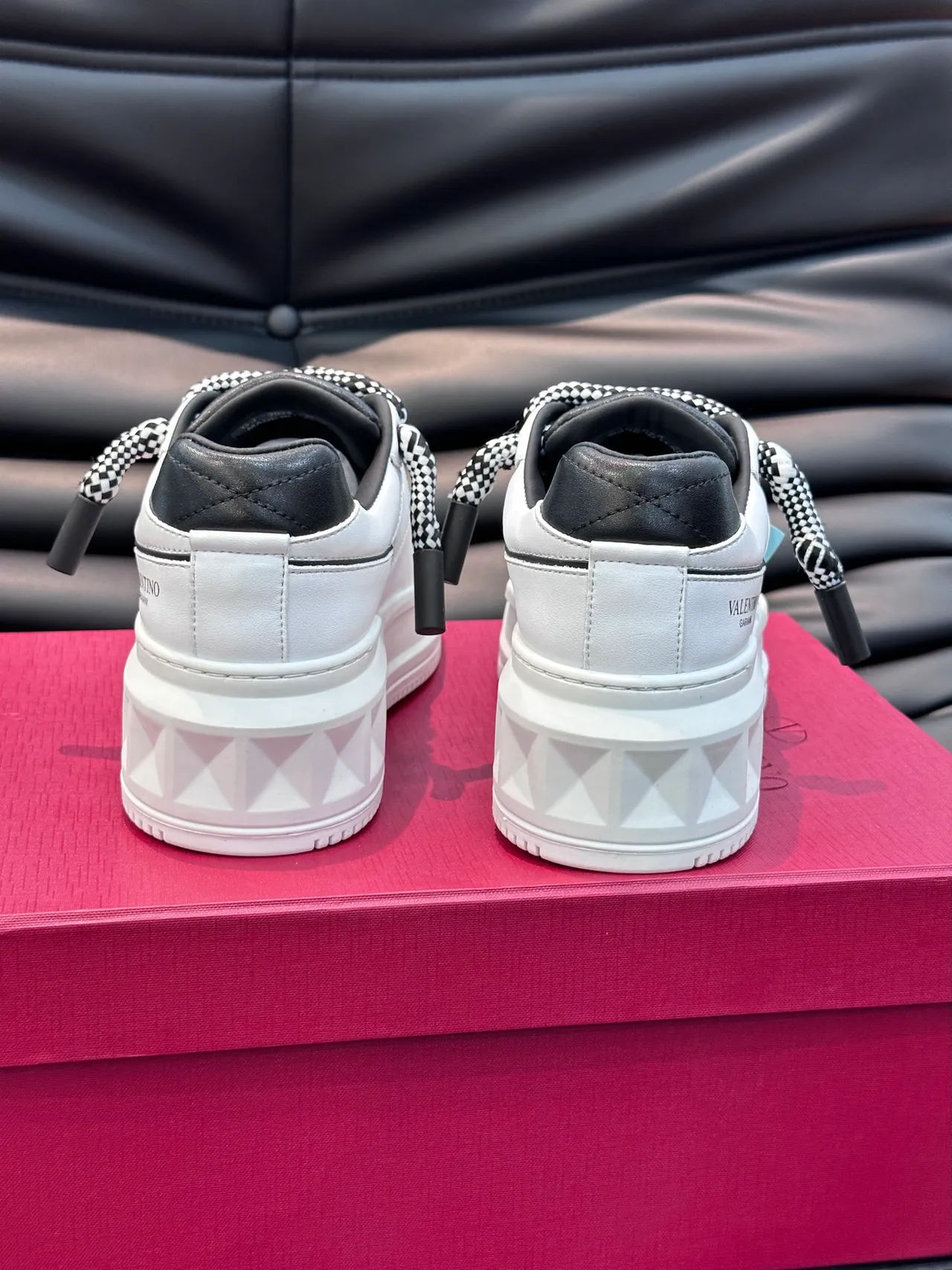 Valentino Rockstud White Green Platform Sole Perforated Mint Panels Chunky Sneakers 3